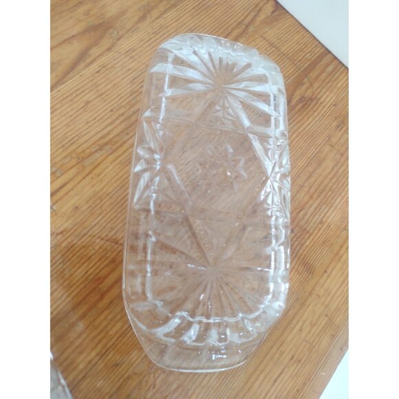 Vintage Anchor Hocking Covered Cut Glass Butter Dish Star Of David - Picture 7 of 11